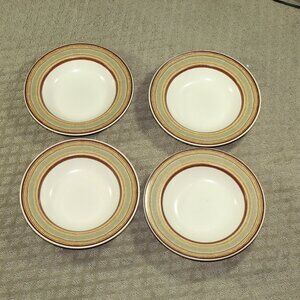 Set of 4 Mikasa Intaglio CA 056 Cappuccino 9 3/8 in Soup Bowls
